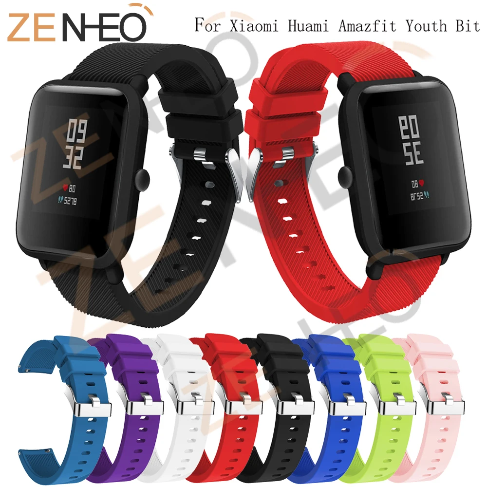 

Watch strap 20mm for Xiaomi Huami Amazfit bip Youth Lite Silicone Watchband Smart Accessories Sport Bracelet watches Strap