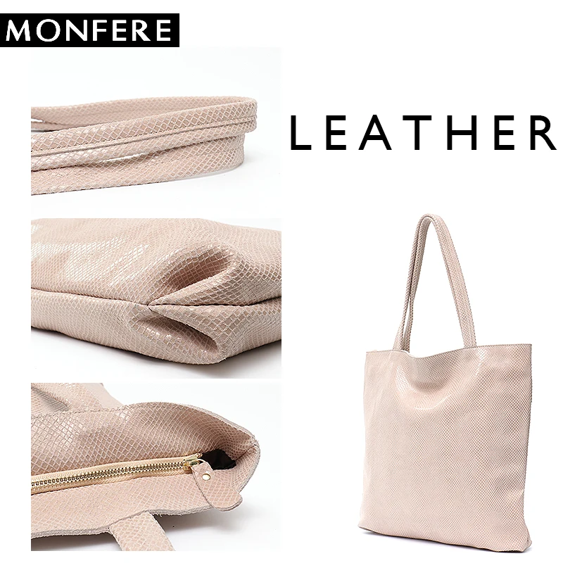 MONFERE сумка из натуральной кожи Для женщин кожаная змеиной большая для покупок s