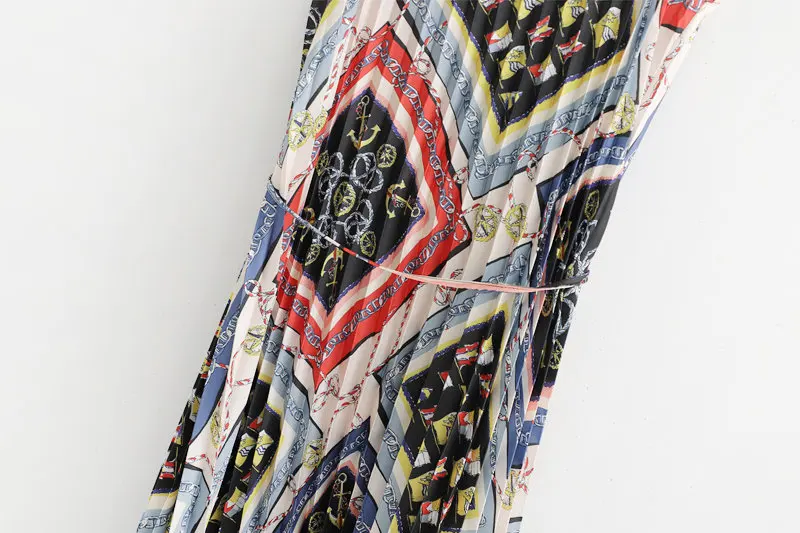 Летнее платье 2019 Новое поступление популярные принты узор морщинистые атласные