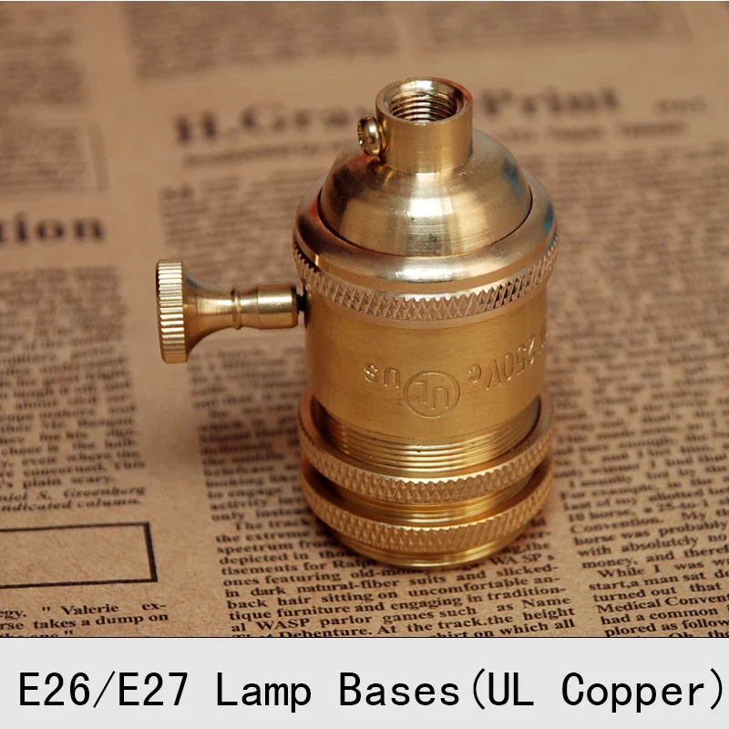 Винтажный держатель лампы Эдисона медь Ретро стиль античная золотая ручка