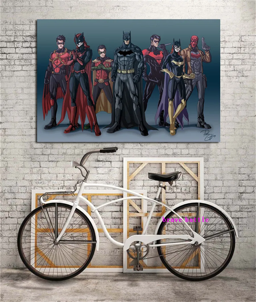 Бэтгерл Бэтмен Найтвинг Робин холст картина печать гостиная домашний декор