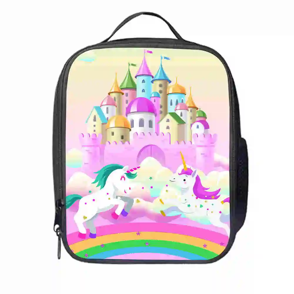 

Unicorn Lunch Bag Customized Black Horse Animal Anime Teenagers Boys Girls Kid School Thermal Cooler Insulated Tote Box