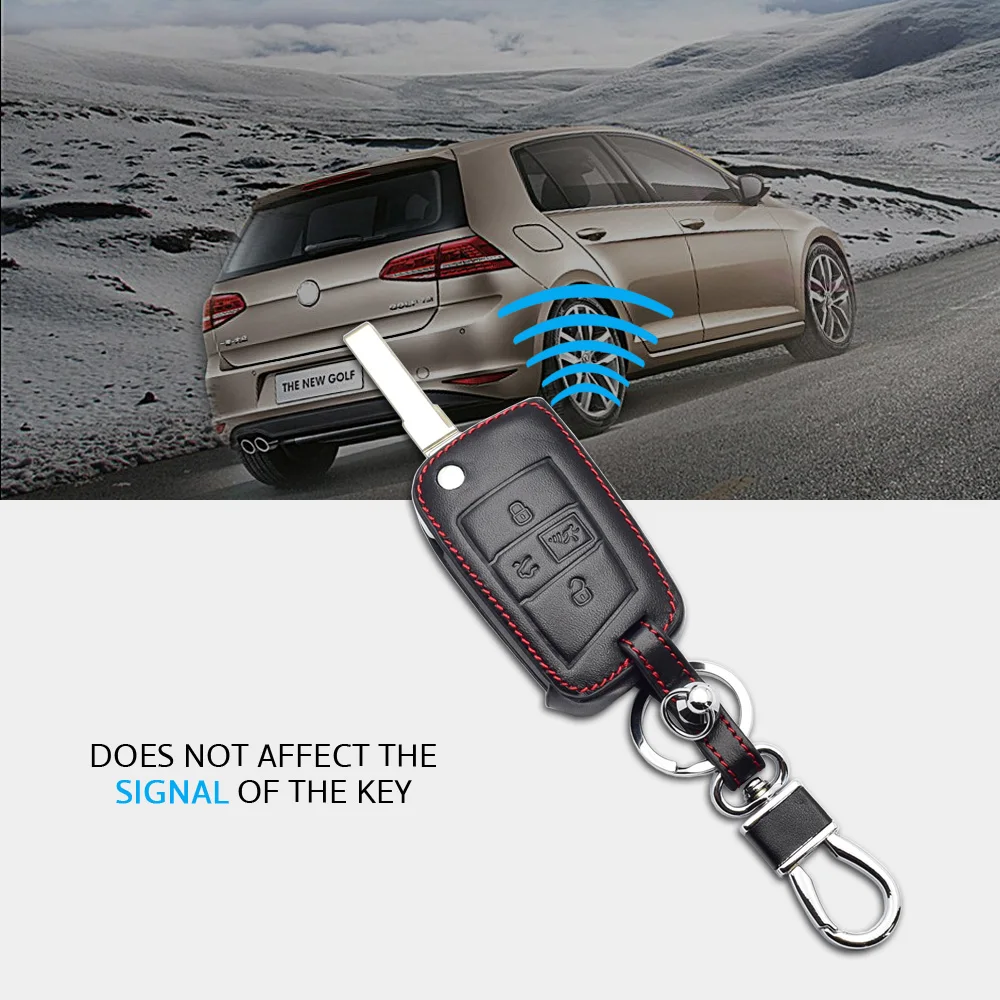Чехол для ключей автомобиля из натуральной кожи для VW Volkswagen MK7 Golf 7 GTI 4 кнопки складной чехол дистанционного брелока брелок защитная сумка