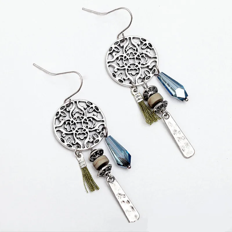 Yanting Винтажные серьги кисточки для женщин античный серебряный цвет этнические в