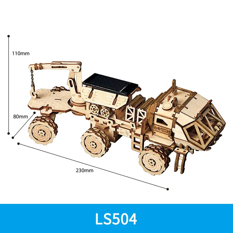 LS504 Robotime домашний декор Статуэтка DIY деревянный миниатюрный курьер Ровер солнечной энергии украшения аксессуары Подарки для детей LS402 - Цвет: LS504