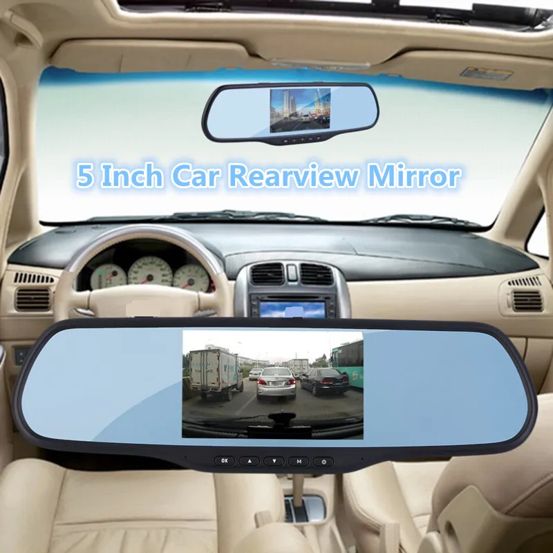 Универсальный 2 Объектив 5 Дюймов 1080 P Android 4.4 Заднего Вида Автомобиля зеркало DVR GPS