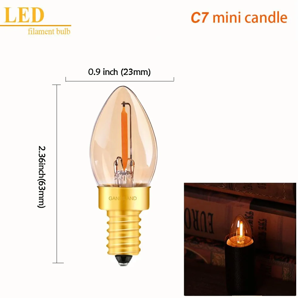 GANRILAND E14 Светодиодная лампа с регулируемой яркостью E12 E14 220 V 0,5 Вт 1 2 Вт Светодиодный светильник светодиодный нити ночник люстра Светодиодный лампочки Эдисона C7 T20 T22
