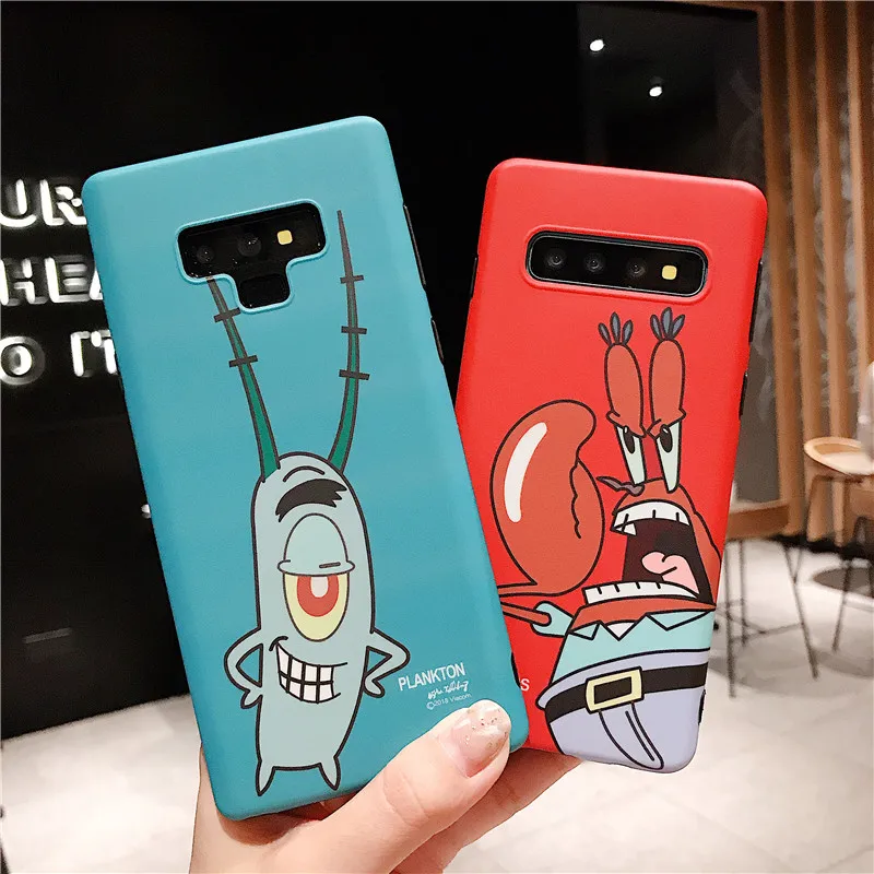 SpongeBob Cases For Samsung Galaxy S10 Plus S10e S7 Edge S8 S9 Note 8 9 Soft IMD Phone Back Cover Gifts |
