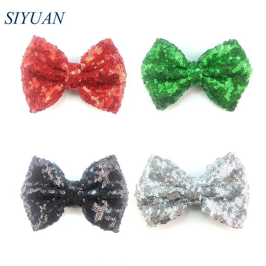 5 шт./лот 4 ''большой грязный бантик для волос с пайетками зажимом принцесса