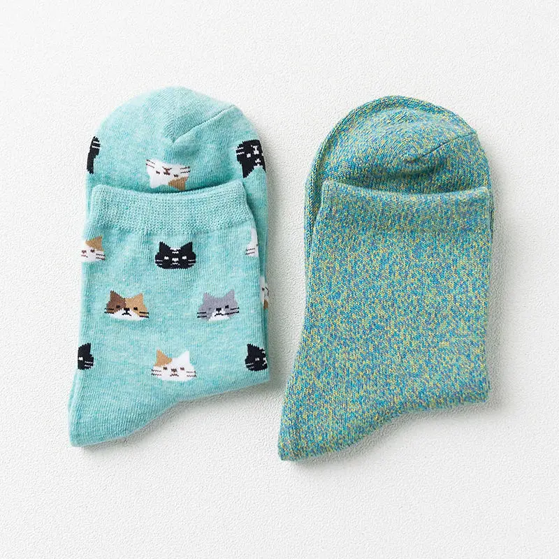 cat Бренд Caramella Kawaii, короткие носки с изображением животных, фруктов, Милые Японские Женские Носки с рисунком пингвина, альпаки, совы, овцы, собаки, медведя, жирафа, кота - Цвет: cat