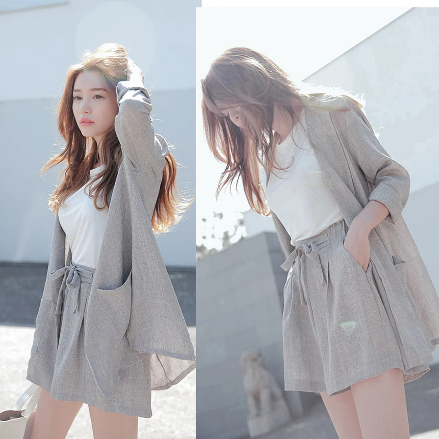 

British style casual suit suit shorts professional wear two-piece suit female 2018 new summer thin section