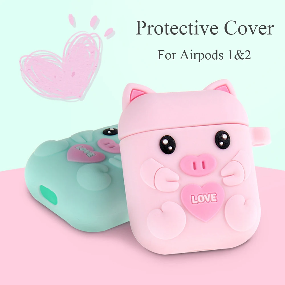 Милый силиконовый чехол со Свинкой из мультфильма для Air pods, Bluetooth, беспроводные наушники, защитный чехол для Apple Airpods 1/2, зарядная коробка
