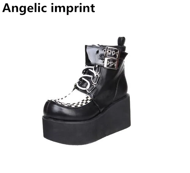 Ангельский отпечаток Мори девушка женские ботинки в байкерском стиле Обувь панк