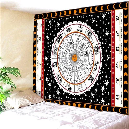 Style 1 80x6" черный зодиакальный гороскоп небесные индийские гобелены, настенная драпировка в стиле хиппи 150x200 см - Цвет: Style 1