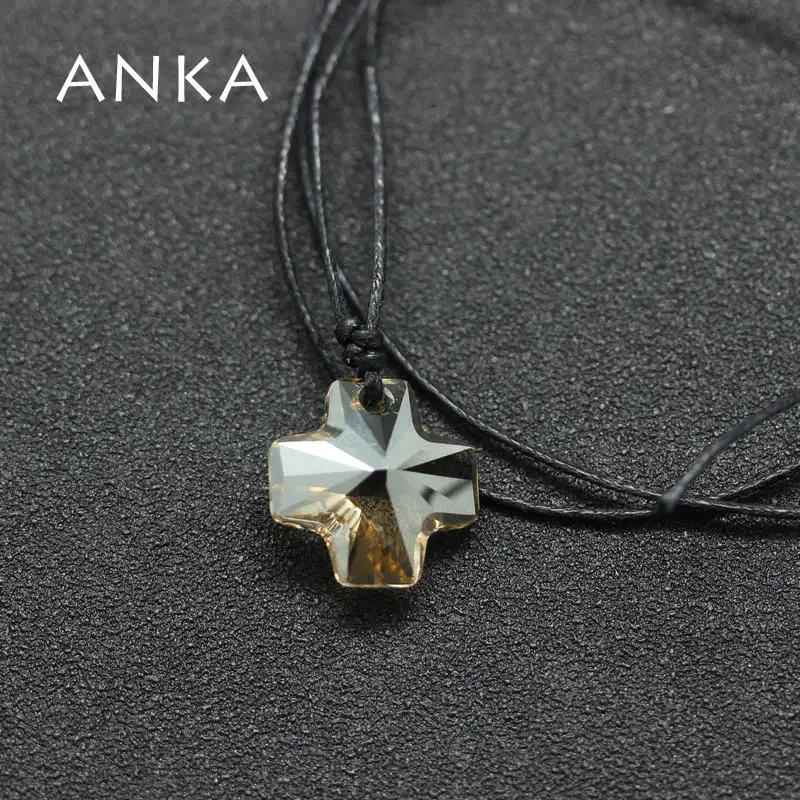 Анка подвеска крестик со стразами ожерелье с хлопком на веревочной цепочке 2*2 см