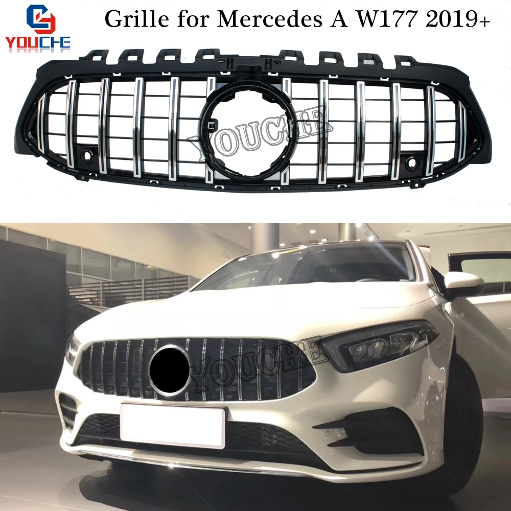 GT R Стиль Решетка переднего бампера капот Гриль для Mercedes W177 новый класс A160 A180 A200 A45