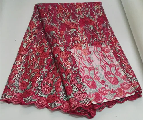 Новое поступление 2017 года персик красный африканский тюль чистая кружевной