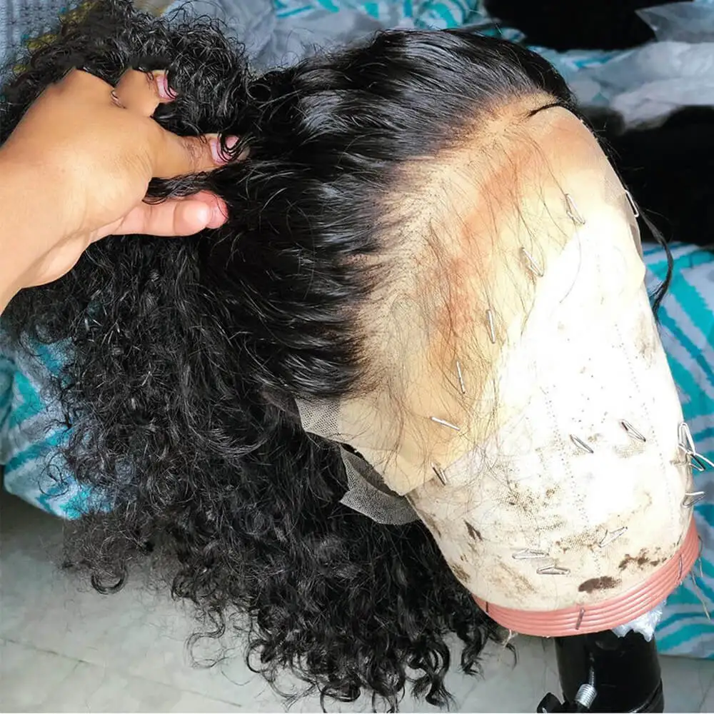 Eseewigs кудрявые полные парики шнурка предварительно Plukced бразильские волосы Remy человеческие волосы парик с натуральные детские волосы вокруг для черных женщин