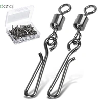donql 102050lot fishing connector pin bearing rolling swivel stainless steel with snap fishhook lure tackle accessorie
