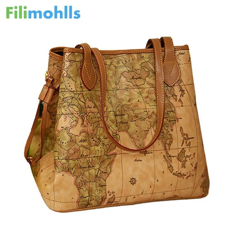 Женская сумка из ПУ кожи с принтом в виде карты|handbag buyer|handbag vintagehandbag |