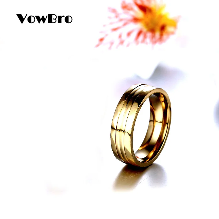 VowBro Gold-color Rhombus Surface Wedding Rings for Women Men Stainless Steel Couple Jewelry Promise Band Alliance Bijoux | Украшения и