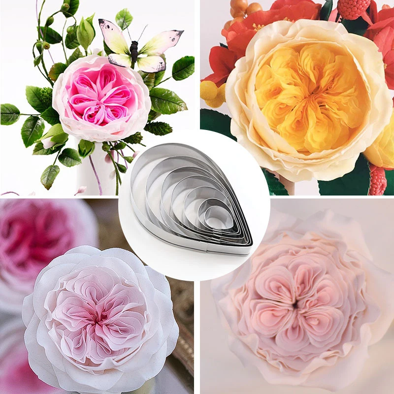 7 pcs Цветочная форма из нержавеющей стали резак для помадки формочка Сахарное