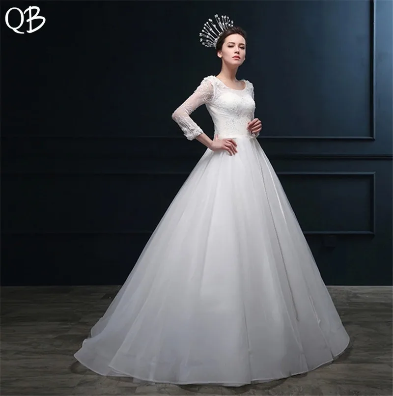 Платье Свадебное ТРАПЕЦИЕВИДНОЕ с длинным рукавом из тюля бисером|Свадебные