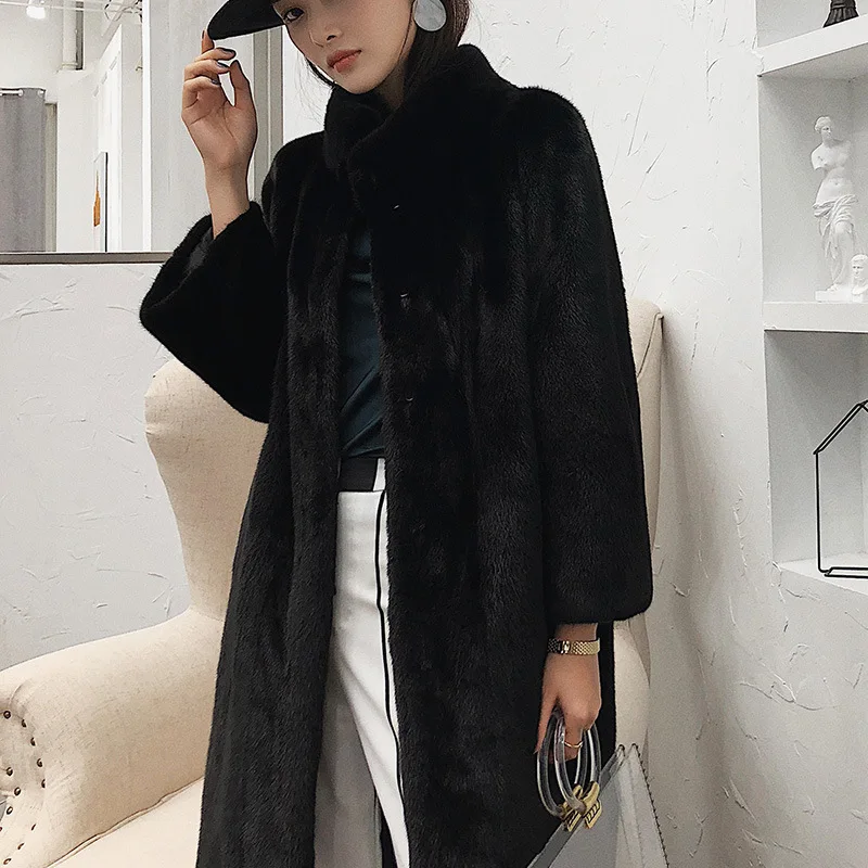 Wheat kashi ni import new level the sable velvet long mink fur collar fashion female coat Женская одежда