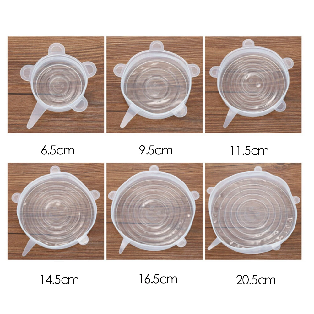 6 шт. силиконовые стрейч герметичны в вакуумной крышки свежести герметичным Еда