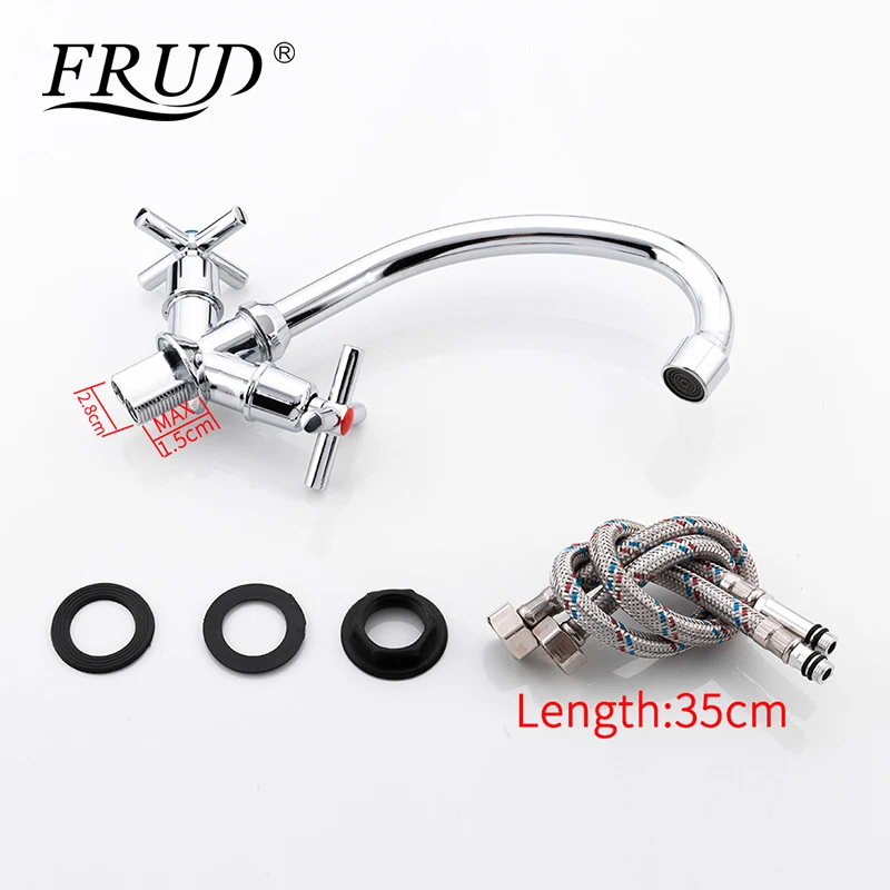 Смеситель для кухни FRUD R40112 кран на раковину с двойной ручкой и одним отверстием