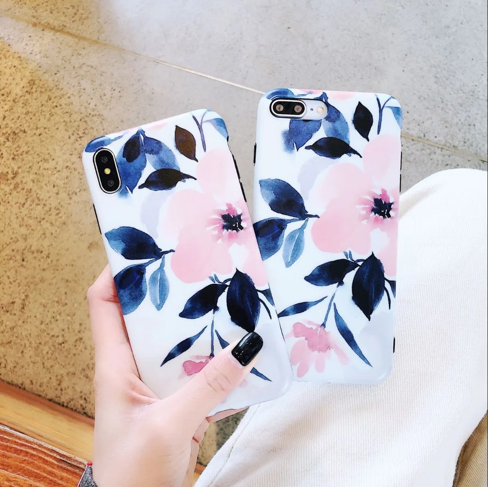 Axbety СПС iPhone XS MAX/XR модный цветок IMD телефон чехол для 6s 6 7 8 плюс мягкий Силиконовый
