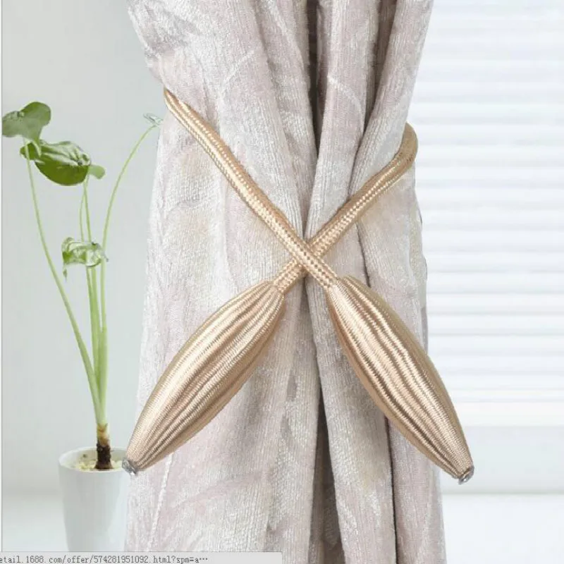 55cm Curtain Tiebacks Wood Beads Plush Holdback Clasp Clips Accessories Holder Buckles Wall Hook | Дом и сад