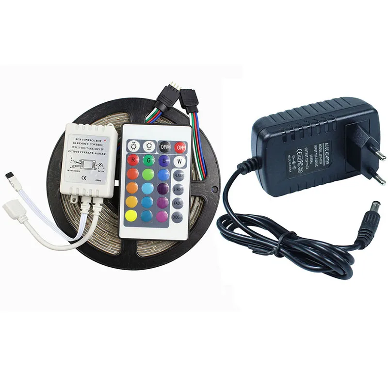 RGB Светодиодная лента 3528 гибкий свет DC12V 60 светодиодов/м 5 м/лот + 24key ИК пульт