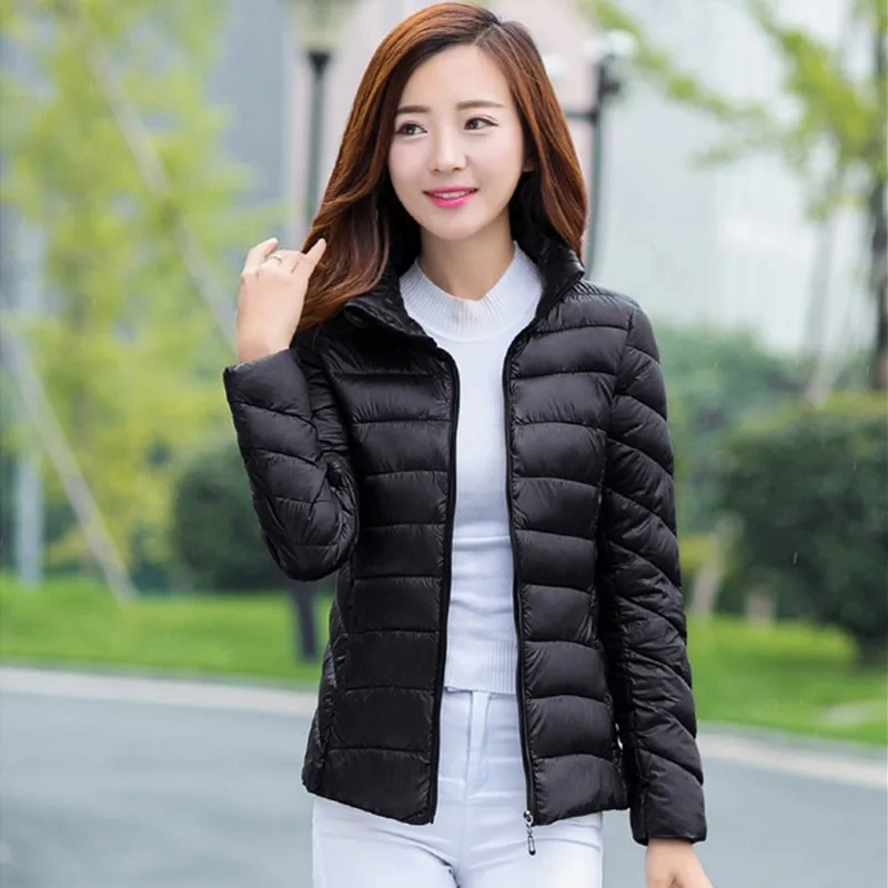 UHYTGF Winter Jacket Women Short Parka Coats Outerwear Thin Cotton Coat Down Jacket Loose size Woman Warm Coat Padded Jacket 184
