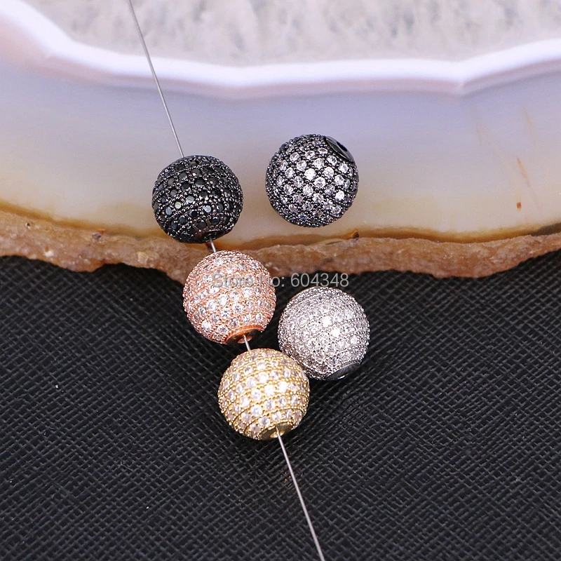 10 шт. круглые бусины с фианитом 12 мм отверстие 2 мм|micro pave|round beadsbeads jewelry making |