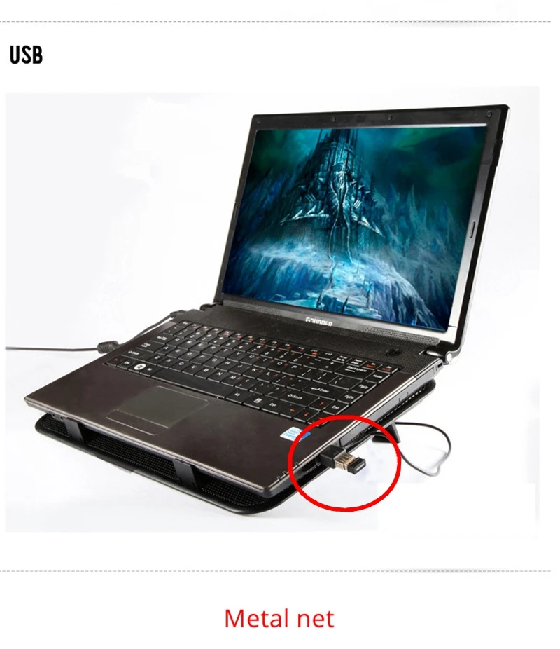 Эргономичная охлаждающая подставка для ноутбука USB с вентилятором пластина 14