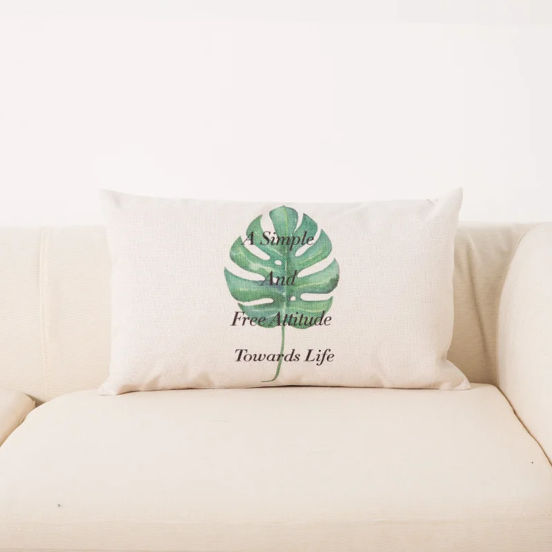 Хлопковая и льняная Подушка с двусторонним принтом маленькая поясничная