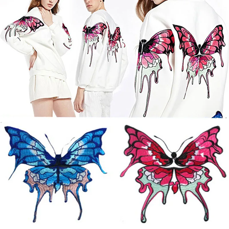 Большой патч бабочка вышитые патчи железо для одежды пришитые футболки модный