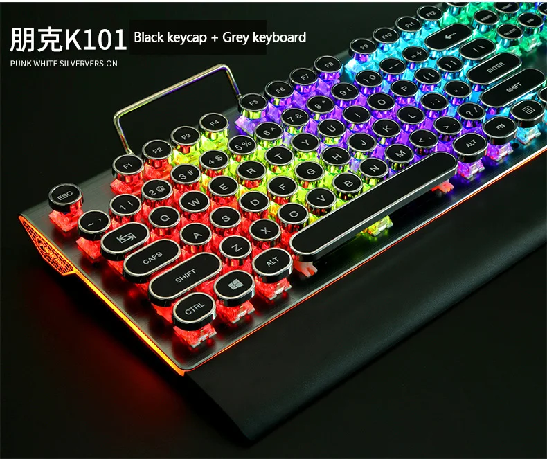 USB Проводная Механическая игровая клавиатура 104 ключ QWERTY классическая круглая клавиатура эргономичная компьютерная клавиатура с RGB светодиодный подсветкой
