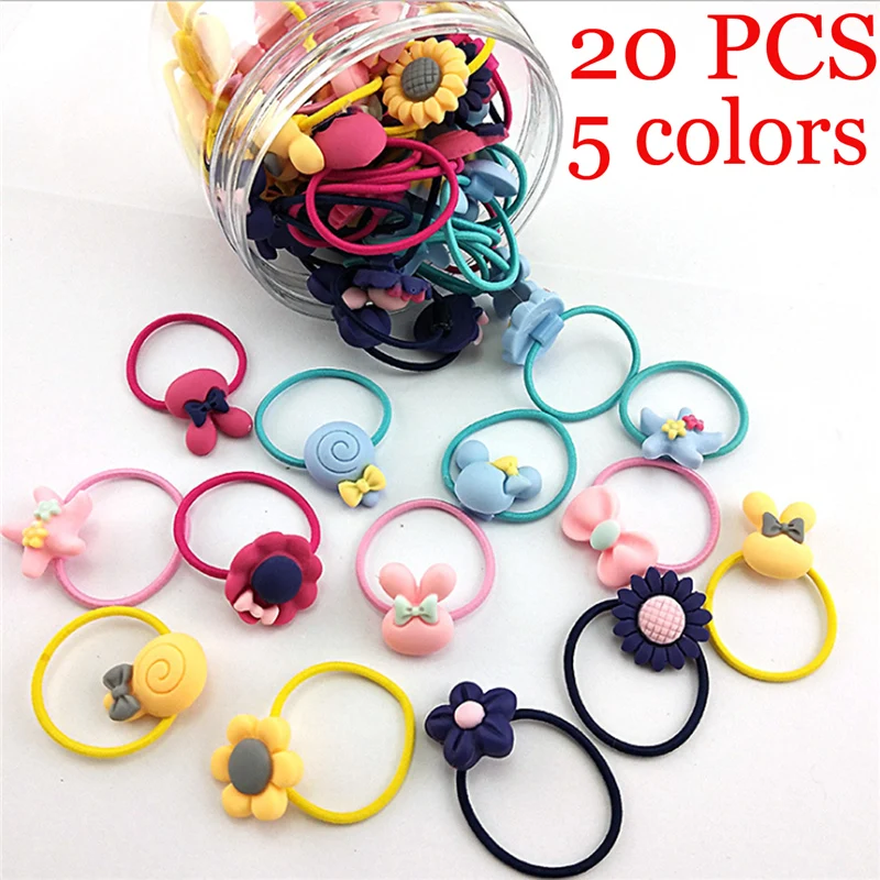 20pcs Rubber Band Elastic Hair Bands Kid Cartoon Lovely Princess Baby Girls Headwear Rope Boxed | Детская одежда и обувь