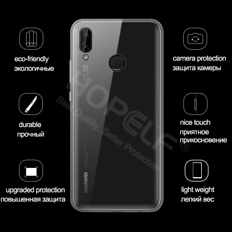 HOPELF Clear Case for Huawei P20 Lite Silicone TPU on the Phone Fitted Cover Coque |