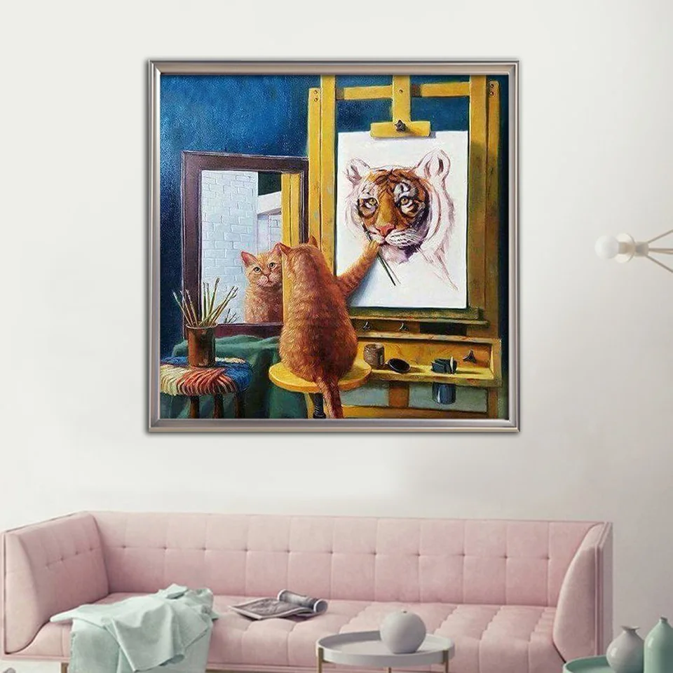 EverShine DIY 5D Diamond Painting Full Square Rhinestones Embroidery Cat Picture Of Mosaic Animals | Дом и сад