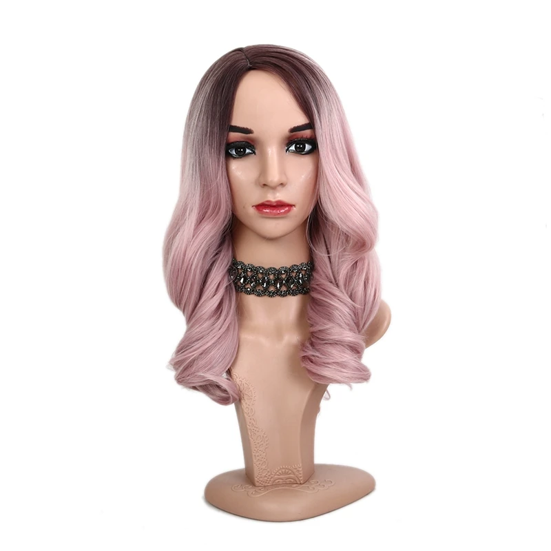 MSI Wigs 20 дюймов Длинные Ombre розовый парик для женщин два тона пепельный розовый Волнистые парики термостойкие синтетические волосы