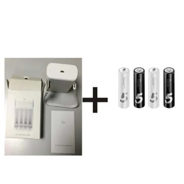 AA and charger Xiaomi 4 шт./лот ZMI ZI7 ZI5 AAA AA 700mAh 1800mAh 1,2 V перезаряжаемый Ni-MH аккумулятор Xiaomi ZIM power Bank - Цвет: AA and charger