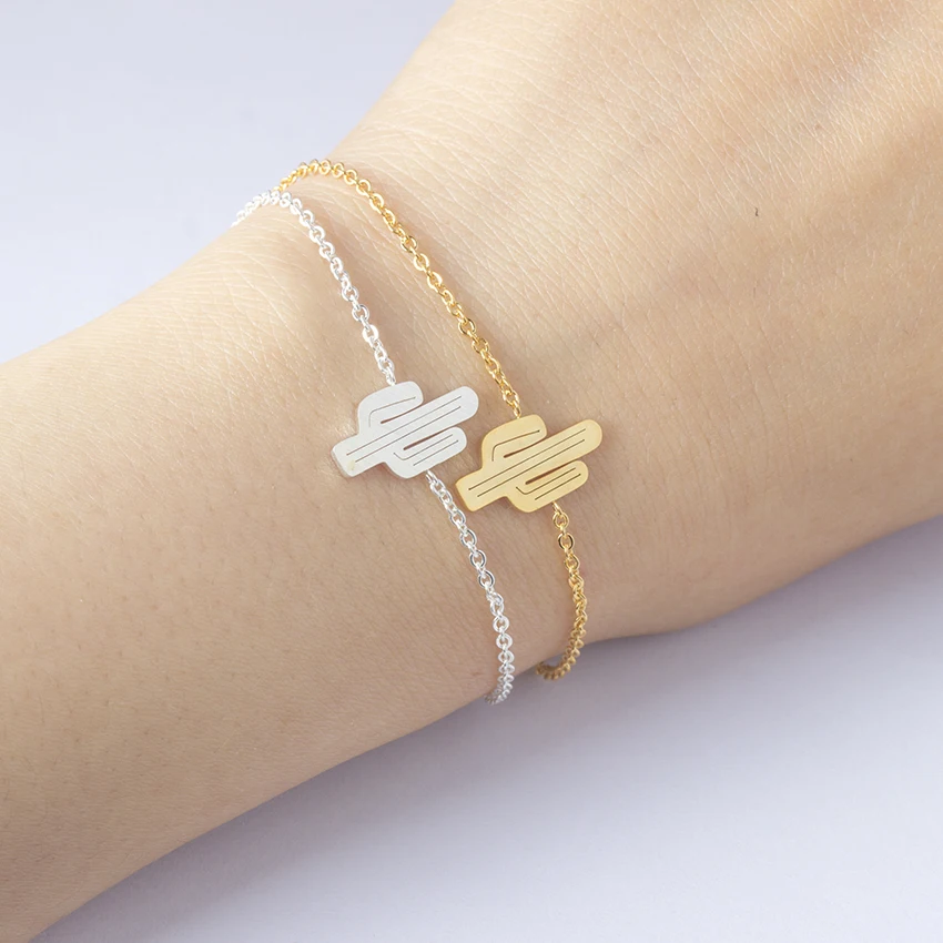 Нержавеющая сталь минималистский кактус браслет Летний стиль пустынного