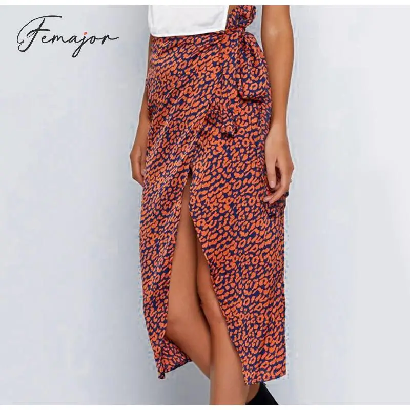 Женская модная сексуальная леопардовая юбка с запахом летняя Клубная Высокая