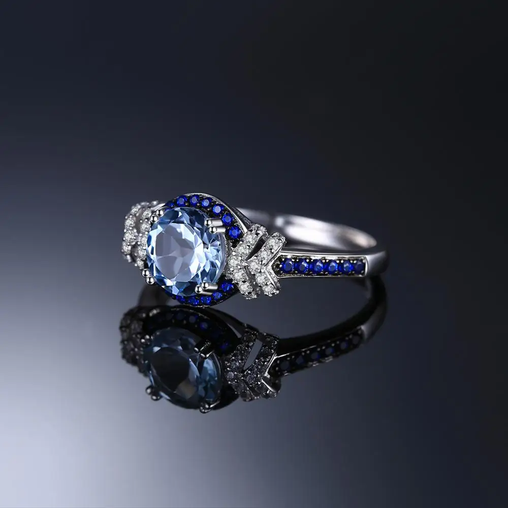 Jewelrypalace красиво площади создания Сапфир 3 Камни кольцо стерлингового серебра 925