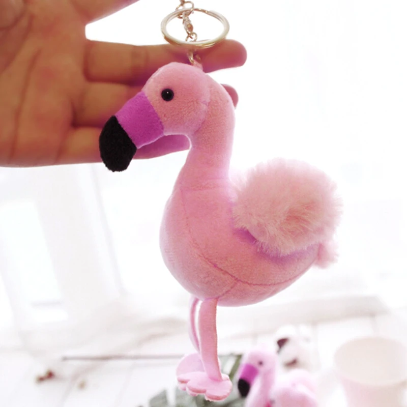 Pompom Fluffy Flamingo Keychain Woman Fur Bag Charms Keyrings Pom Car Pendant Key Ring Holder Jewelry Christmas Gift | Украшения и