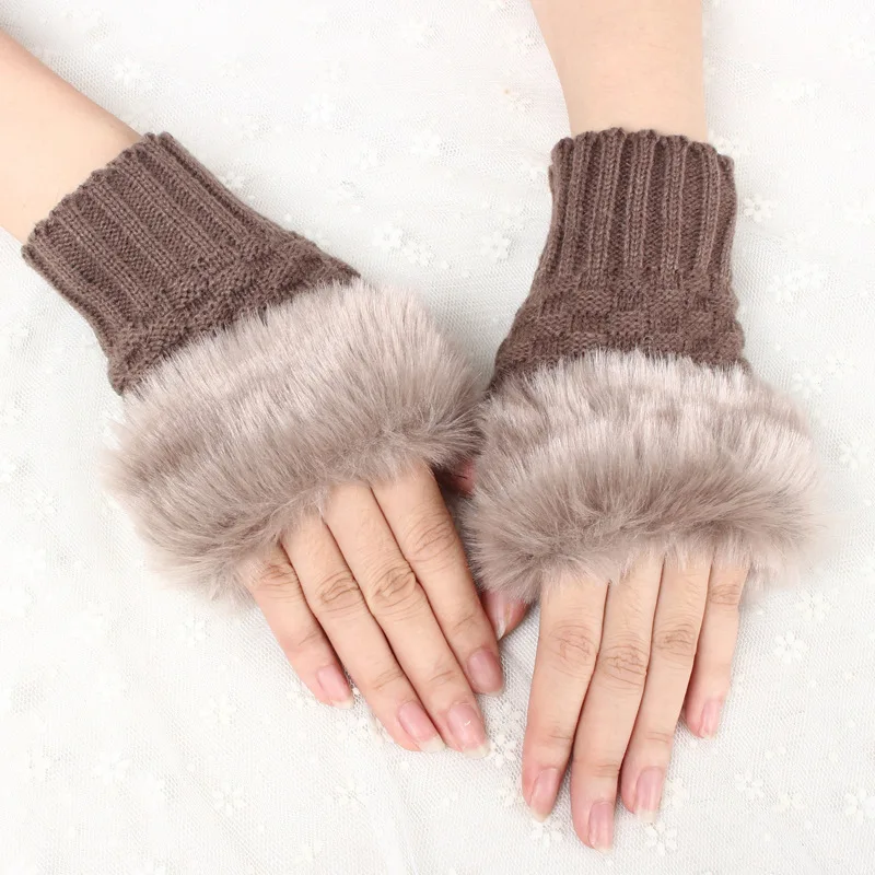 Зимние Модные женские перчатки из искусственного кроличьего меха теплые зимние
