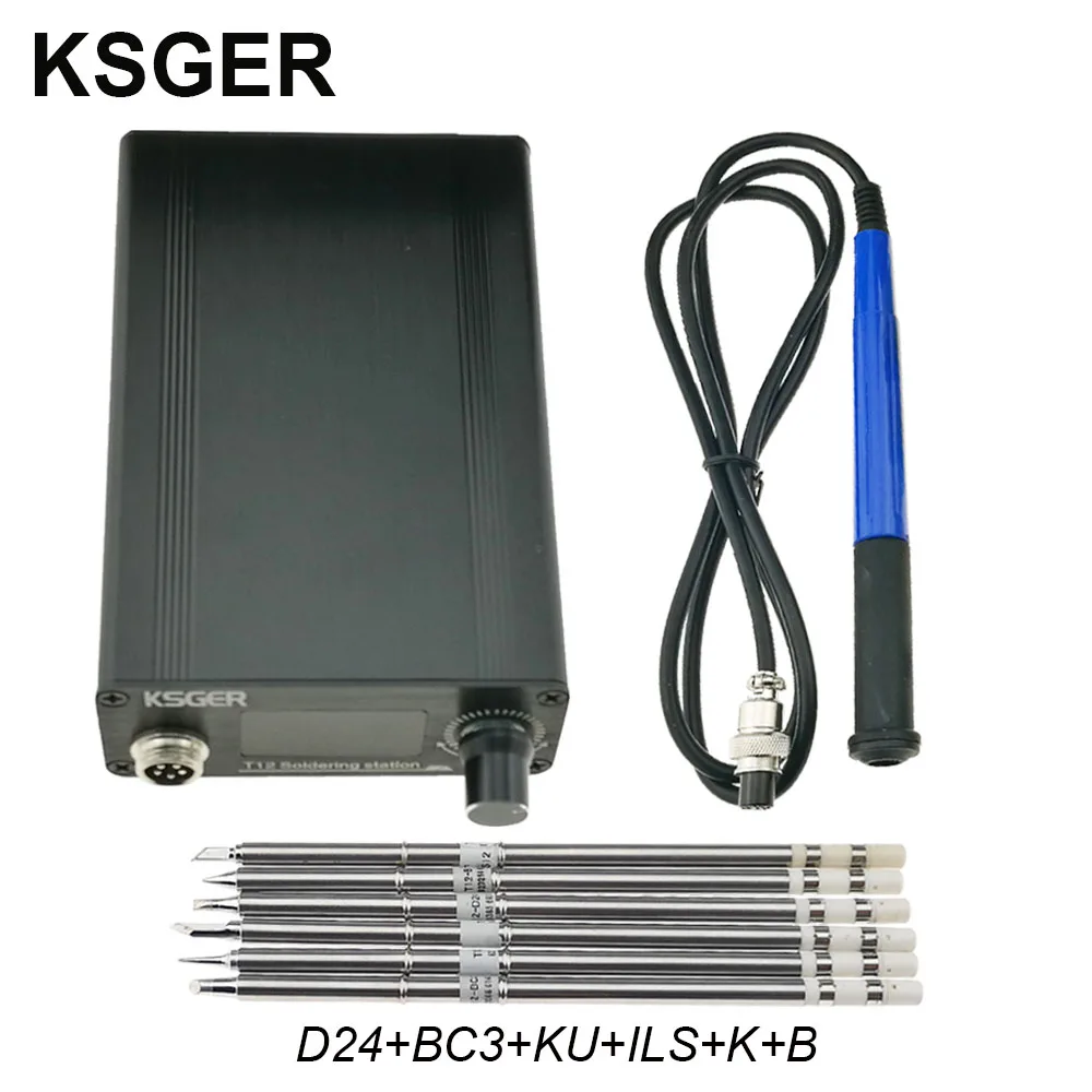 KSGER T12 паяльная станция V2.0 STM32 OLED цифровой регулятор температуры Электрический паяльник Stings T12-K B2 BC2 D24 наконечники - Цвет: SET 7